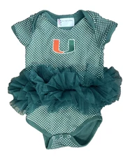 Univeristy of Miami Bodysuit Girls 12 M NCAA Tutu One Piece Cheerleader NEW