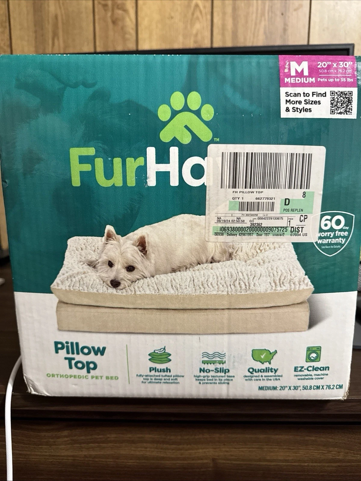 FurHaven Pet Products Medium Embossed Faux Fur & Suede Pillow Top Mattress Bed