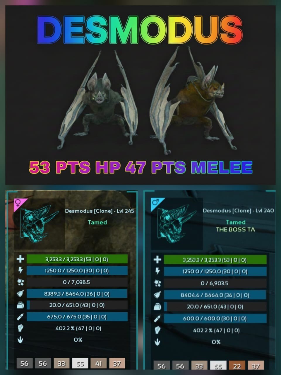 Desmodus Lost Colony 53PS 47Melee Clone Ark Ascended Pve Official PC/XBOX/PS5