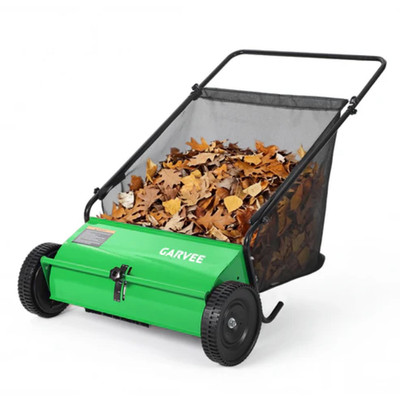 [FLASH SALE] Garvee 26-Inch Push Lawn Sweeper, Walk-Behind Leaf - Green