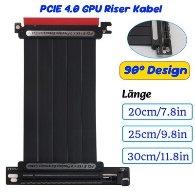 Pcie 4.0 x16 Riser Kabel 90 Grad für PCIe 4.0/3.0 GPUs, wie RTX 40/30 Serie