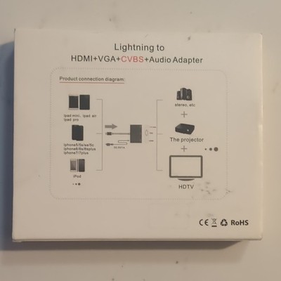 Lightning to HDMI VGA CVBS Audio Adapter P36 Silver for iPhone iPad iPod