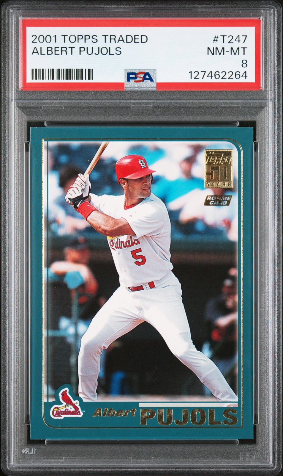 2001 TOPPS TRADED #T247 ALBERT PUJOLS ROOKIE RC PSA 8