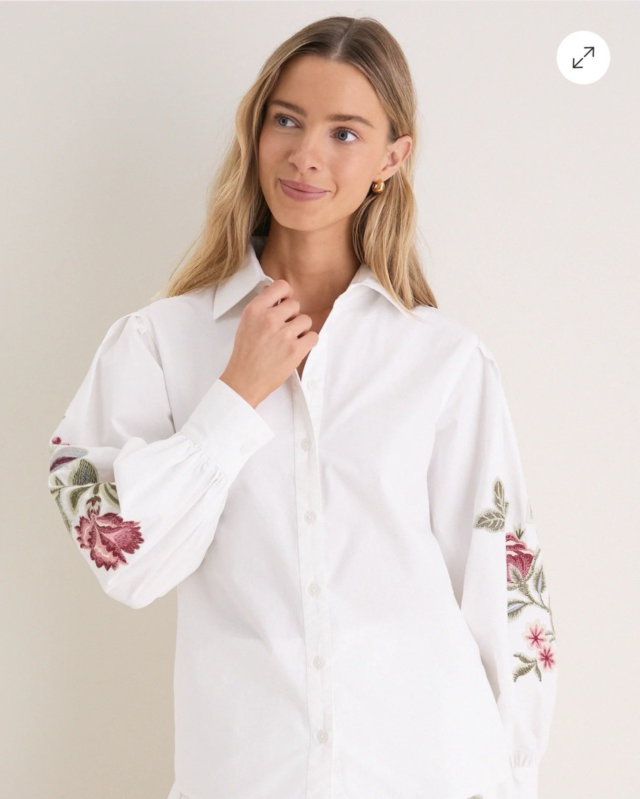 Tuckernuck White Floral Embroidered Carolina Button-Down Top Size S $168