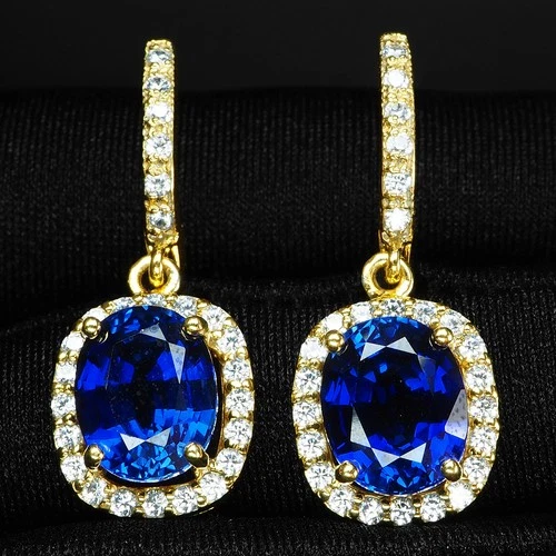 Sumptuous Royal Blue Sapphire 8.25Ct 925 Sterling Silver Lever Back Earrings