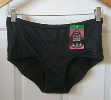 MAIDENFORM DMLBSM BLACK AND LACE PERIOD BIKINI PANTY, SIZE L