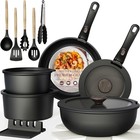 Astercook Non Stick RV Pots and Pans Ceramic Kitchen Cookware Set Black, 21 Pcs