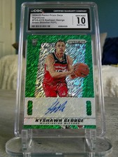 Kyshawn George 2024-25 Prizm Deca FOTL Green Shimmer /25 CGC 10 AUTO 10 Rookie