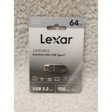 Lexar 64GB USB 3.2 Gen 1 Flash Dual Drive E32c USB Type-C 100MB/s New/ Sealed 