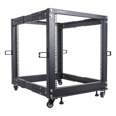 4-Post 12U Open Frame Sever and Network Equipment Rack with Adjustable Depth ...