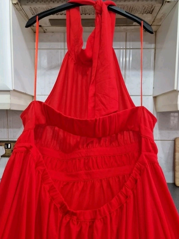 Ladies Red Next Halterneck Low Back Evening Dress Size 22 BNWT - Image 3 of 4