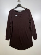 360 Sweater Womens Round Neck Staple Capsule Wool Sweater Dress Brown Sz Medium