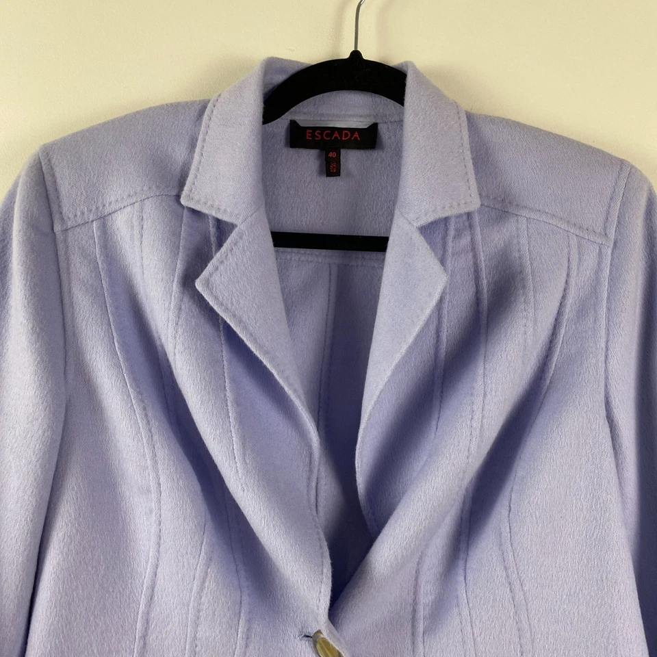 Escada Blazer Jacket Size 40 US M Purple Wool Angora Cashmere Two-Button - Image 2 of 4