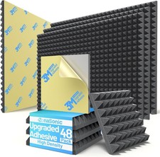 48 Pack Sound Proof Foam Panels Walls W/ Self-Adhesive High Density 2"x12"x12"