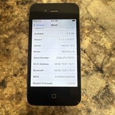 Apple iPhone 4 MD439LL/A Verizon 7.1.2 Cell Phone A1349 Original OG Smartphone
