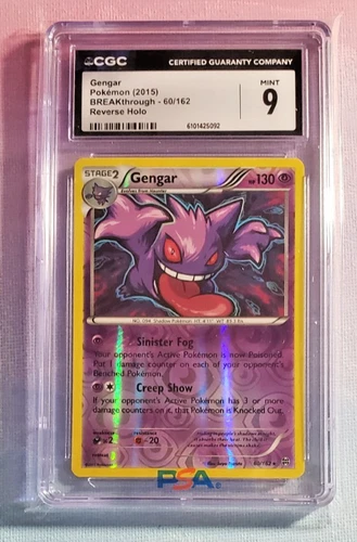 2015 POKEMON XY BREAKTHROUGH #60 GENGAR-REVERSE FOIL CGC 9