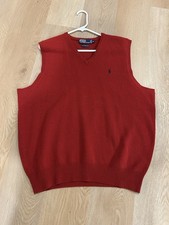 Vintage Polo Ralph Lauren Sweater Vest Adult XL Red 100 Lambs Wool Men  s Grndpa