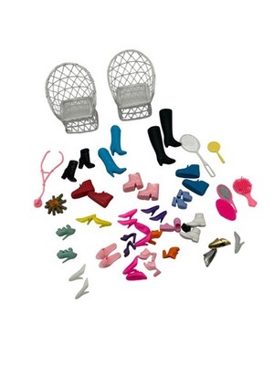 Barbie Doll Lot Boots Shoes Tennis Racket Stethoscope Chairs Camp Fire Beushes