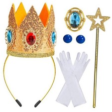 Princess Peach Crown,Peach Costume Accessories Set,for Women Adult,5PCS