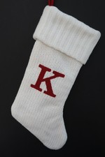 Target Wondershop Letter Initial Monogram White Red Knit Christmas Stocking 19"