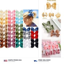 40 Pcs 4.5 Inch Hair Bows Alligator Clips Grosgrain Ribbon Girls Accessories