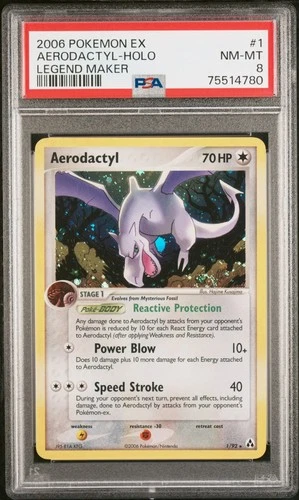 2006 Pokemon EX Legend Maker Aerodactyl Holo 1/92 PSA 8