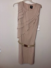 Vince Camuto $138 Nude Ruffle Drape Belted Dress NWT! 14