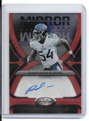 Rashaan Evans 2021 Panini Certified Mirror Signatures Red #MS-RE 11/30 Titans