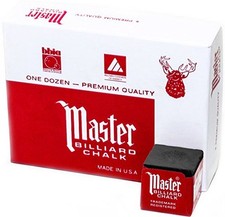Master Billiard/Pool Cue Chalk Box, 12 Cubes, Black