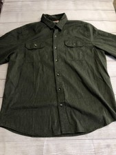 Wrangler Shirt Mens XL Green Solid Long Sleeve Button Front Twill Casual Outdoor