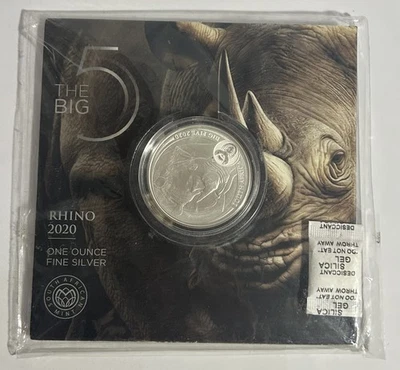 Once argent .999 31,1g Afrique du Sud 2020 Rhinocéros – Big Five - Photo 1/2