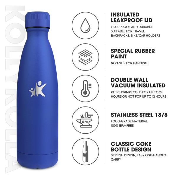 Kollykolla Edelstahl Trinkflasche 500Ml Bpa-Frei Auslaufsicher-image