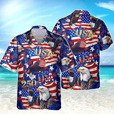 USA 250th Anniversary Hawaiian Shirt Patrioti...