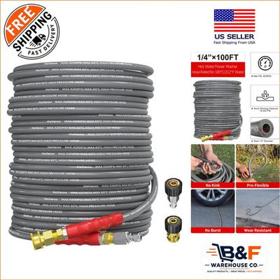 #ad 100ft Kink Resistant Pressure Washer Hose 4200 PSI with 3 8 Quick Connect $157.94