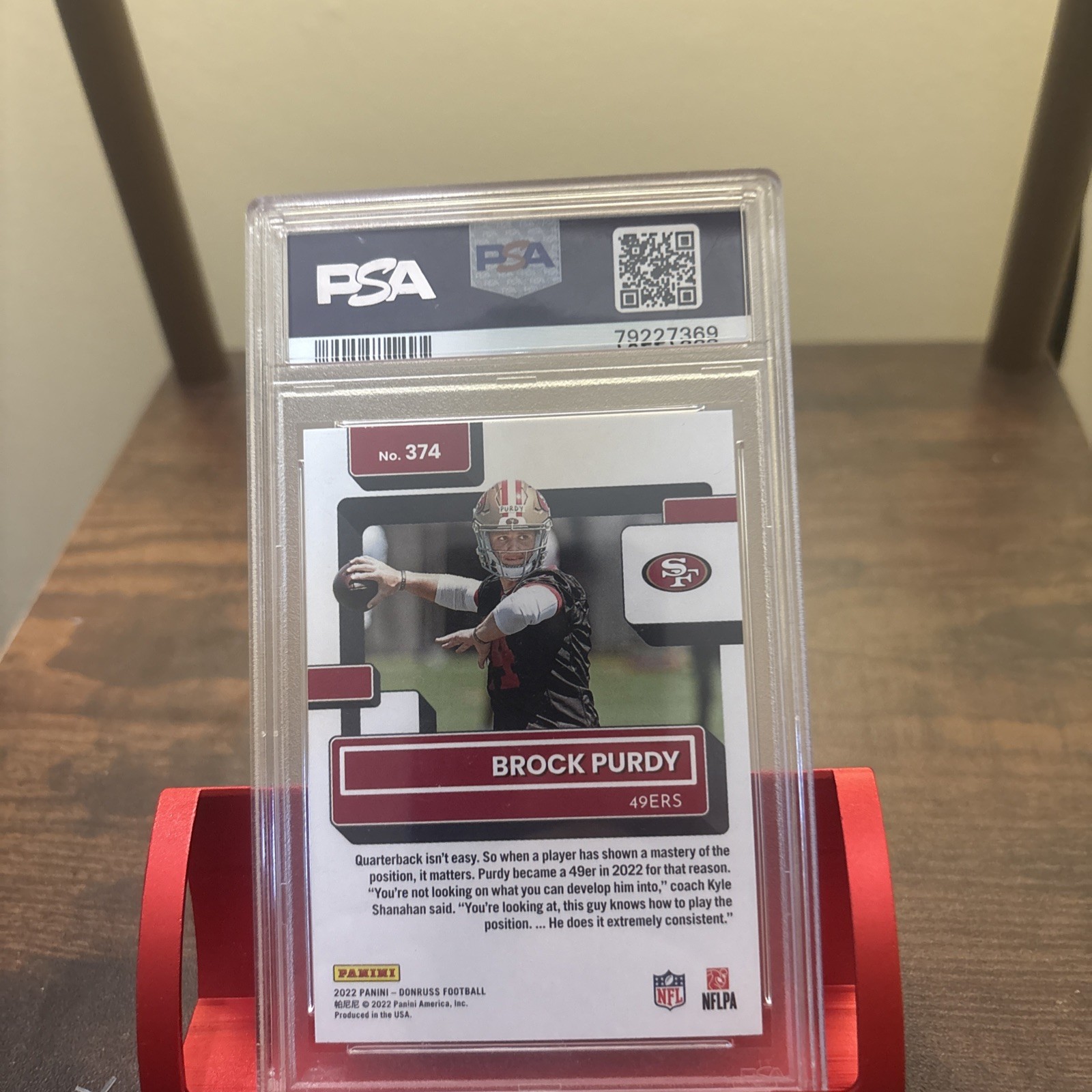2022 Donruss Brock Purdy #374 PSA 9 view 2