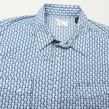 Wrangler Wrancher Shirt Mens XL Blue White Western Pearl Snap Short Sleeve