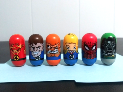 MIGHTY BEANZ Lot Fantastic Four w/ Doctor Doom Spider-Man Marvel
