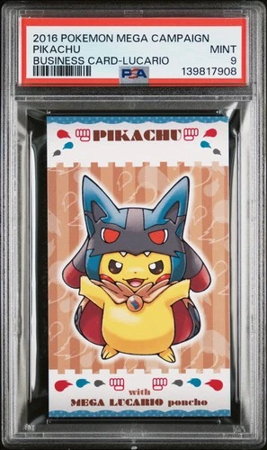 2016 POKEMON JPN STRONG CUTE PIKACHU MEGA CAMPAIGN BUSINESS CARDS PIKACHU PSA 9