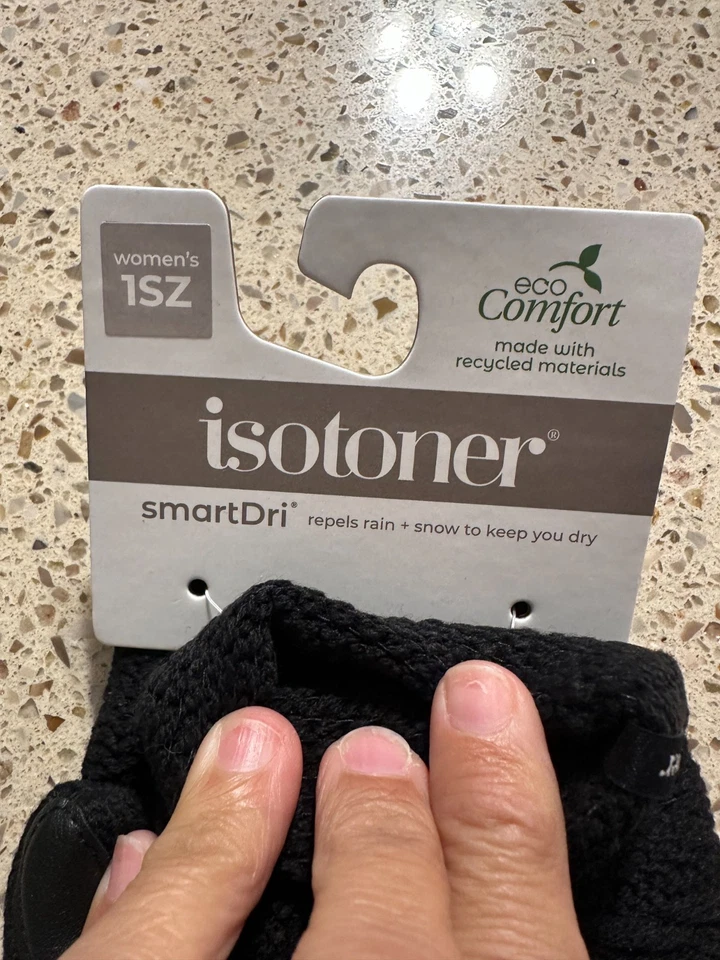 Isotoner женщин черный набор из 3 кабель полоски вязаные перчатки водоотталкивающий 1SZ новый с Ярлыками - Изображение 4 из 4