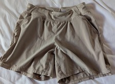 All in Motion Girls Youth L 10/12 TAN KHAKI Mid Rise Loose Fit Athletic Shorts