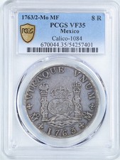 Mexico 1763/2-Mo MF 8R Charles III 8 Reales VF35 PCGS 54257401 Calico-1084