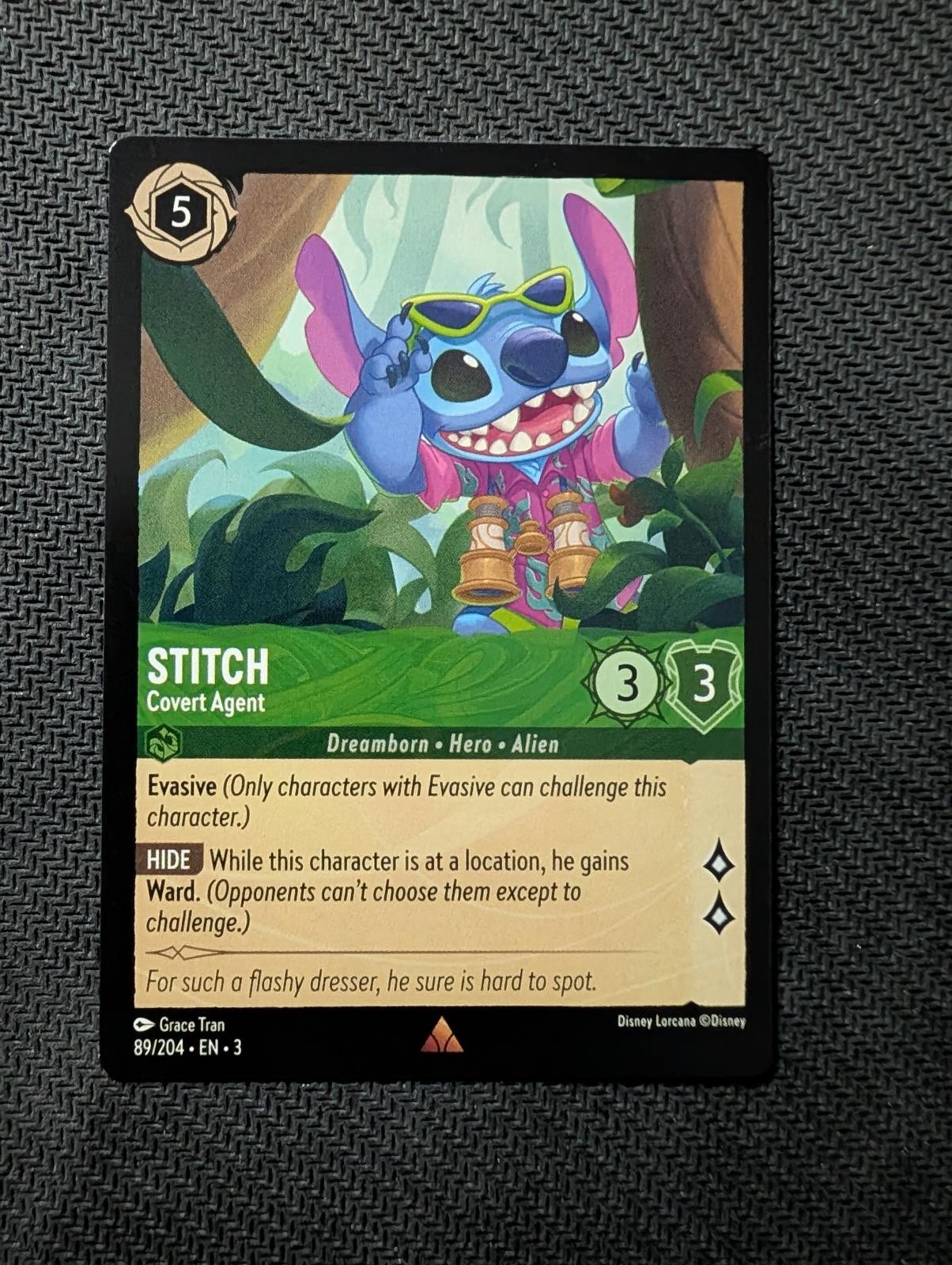 Stitch - Covert Agent 89/204 Rare Into the Inklands Lorcana Near Mint