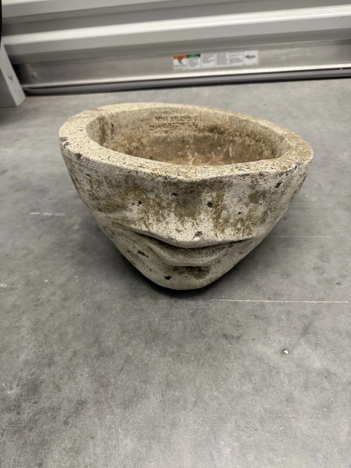 Vintage Nina Studios Half Faced Cast Stone Planter Surreal Dali Quakertown Rare - Image 2 of 4
