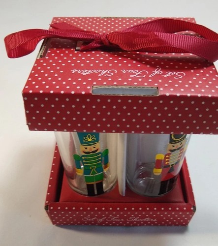 KIRKLANDS HOME Nutcracker Shot Glasses 3" Shooters Christmas Barware NIP 4 Glass - Picture 2 of 10