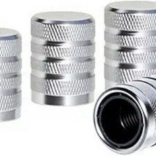 4-Piece Anodized Aluminum-Plastic Composite Tire Valve Stem Caps with -Gray