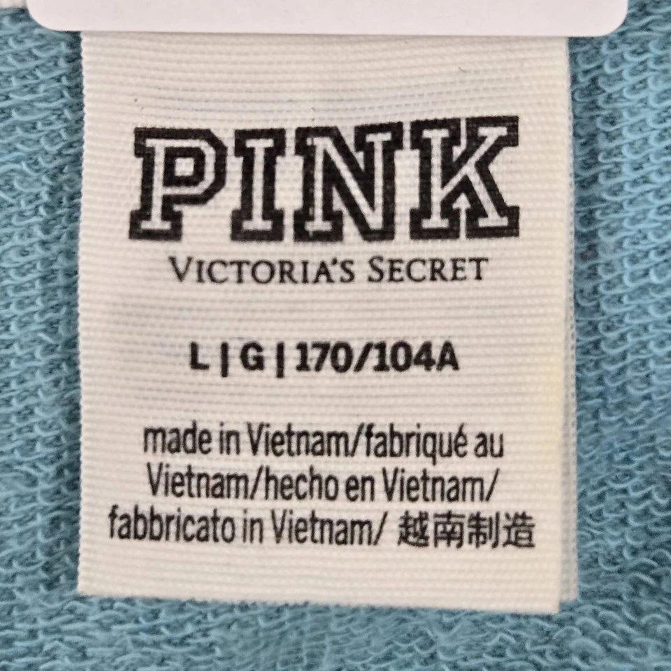 Victoria's Secret ROSA Mujer Sudadera con Capucha L Negro Bloque de Color Coquettecore Logo Cremallera Foto 2 de 4