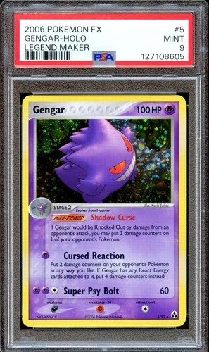 PSA 9 Gengar 5/92 EX Legend Maker Pokemon Card Holo MINT