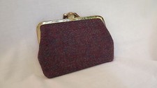 Cambian Woolen Mills Red Blue Tweed Two Compartment Change Snap Purse - UK