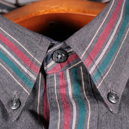 90's VTG Chaps Ralph Lauren Shirt Men's L Gray Striped Long Sleeve Button Down - Picture 12 of 17