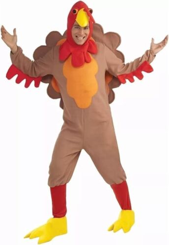 Adult Turkey Costume – Funny Thanksgiving Fancy Dress Outfit with Jumpsuit, Head